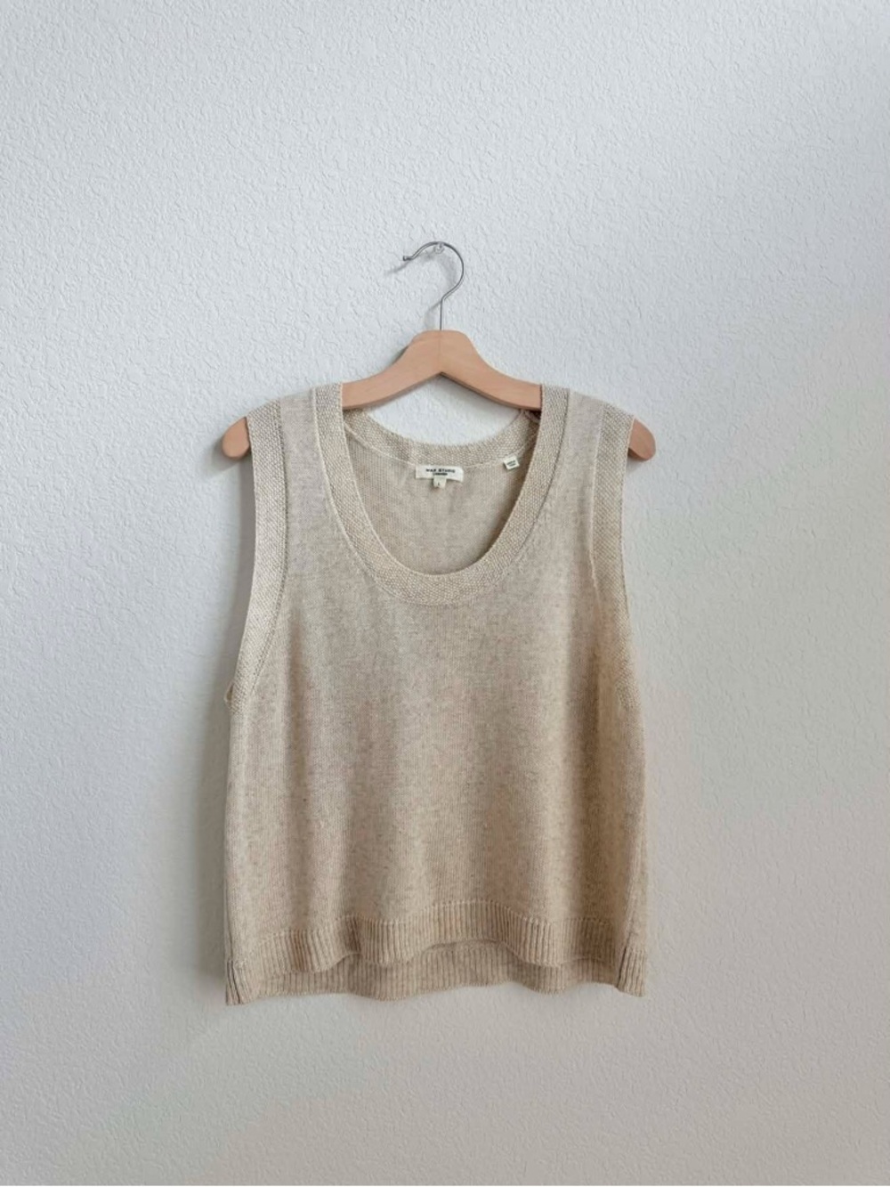 Max Studio Beige Knit Scoop Neck Tank